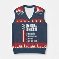 My Dog Is A Democrat V-Neck Knit Sweater Vest Funny Political Dog Owner