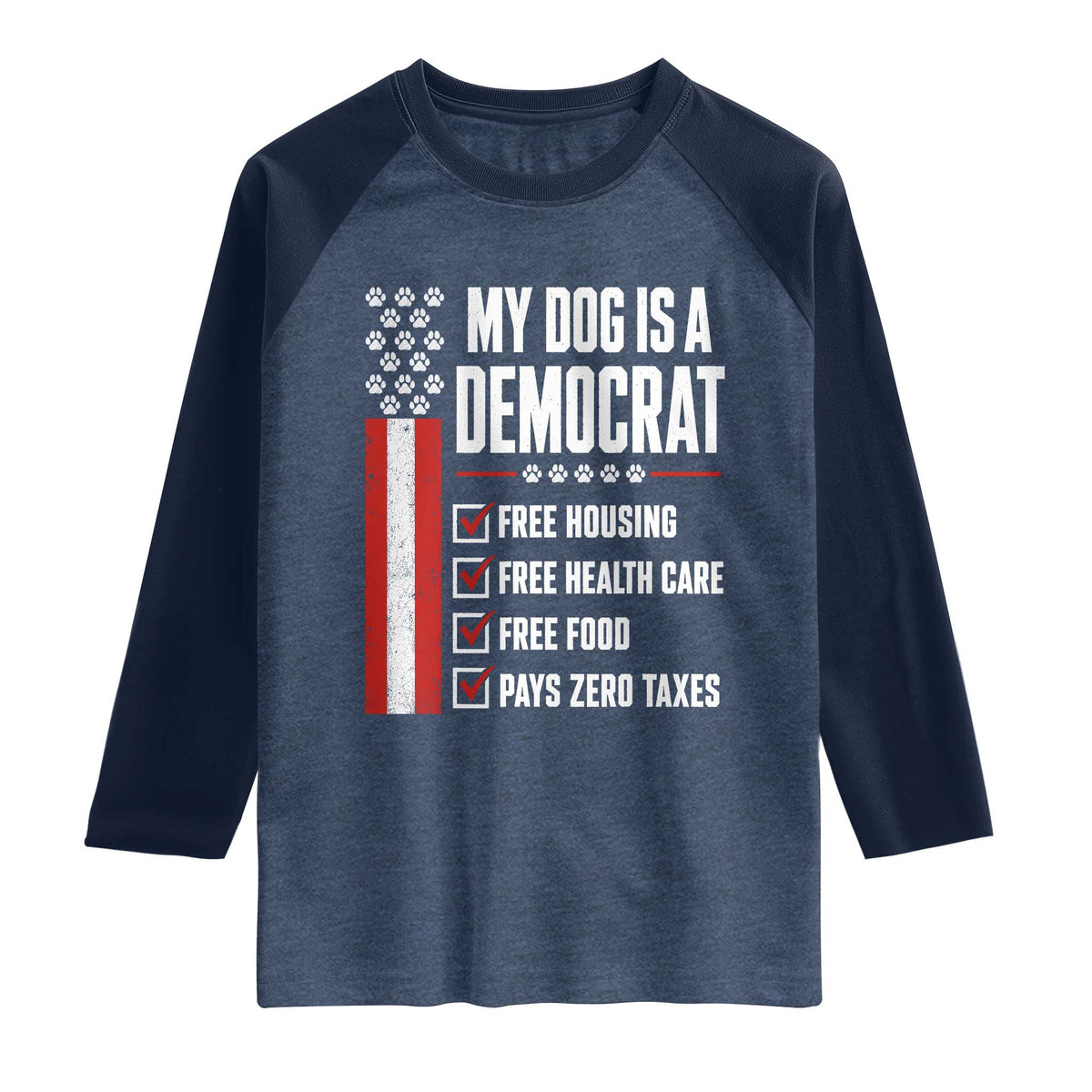 My Dog Is A Democrat Raglan Shirt Funny Political Dog Owner