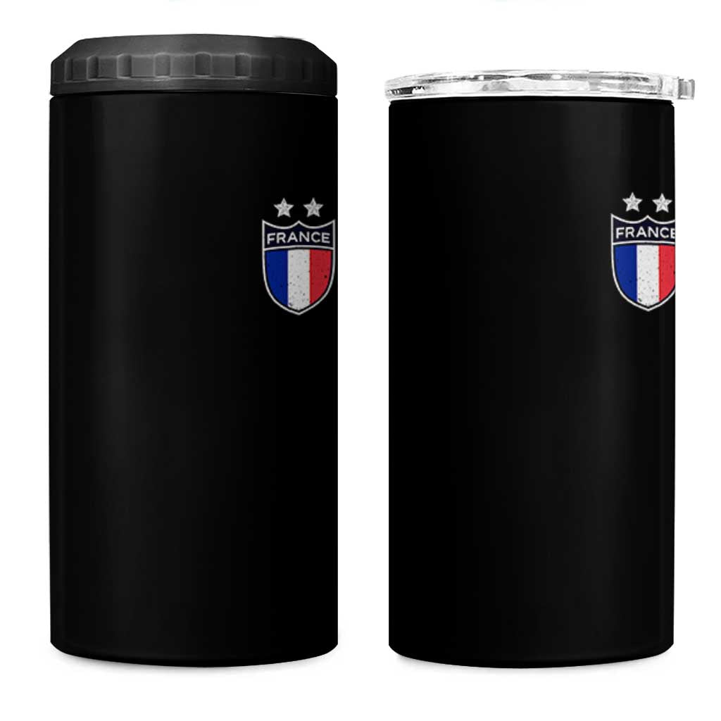 Vintage France Football Crest Two Stars French Flag 4 in 1 Can Cooler Tumbler