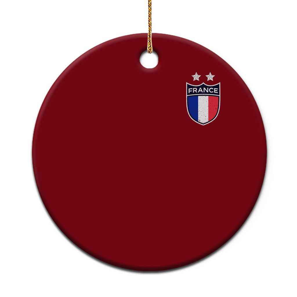 Vintage France Football Crest Two Stars French Flag Ceramic Ornament