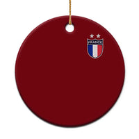 Vintage France Football Crest Two Stars French Flag Ceramic Ornament
