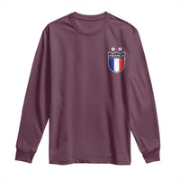 Vintage France Football Crest Two Stars French Flag Long Sleeve Shirt