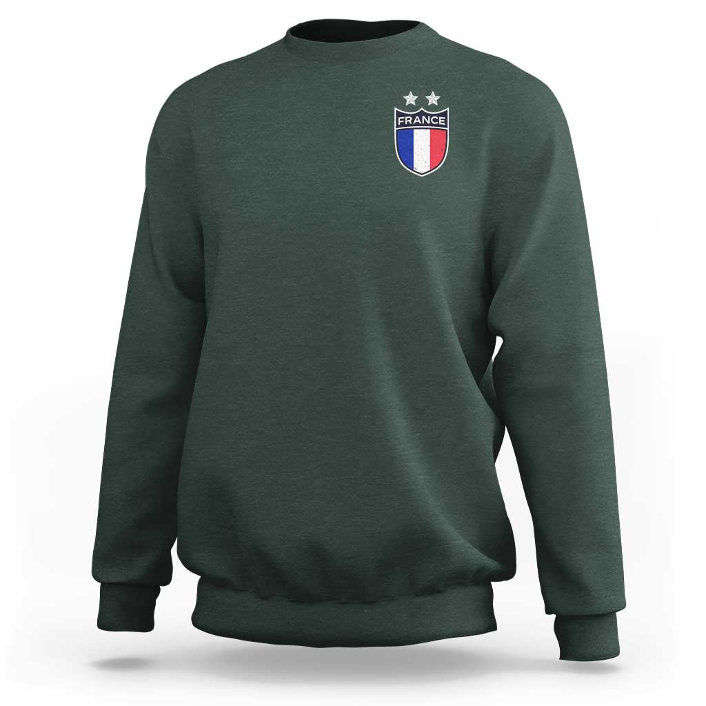 Vintage France Football Crest Two Stars French Flag Sweatshirt
