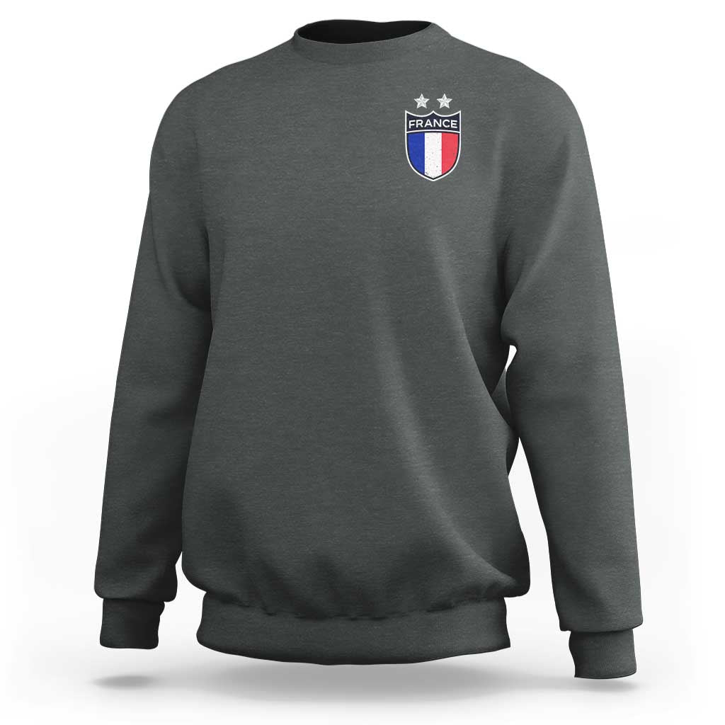 Vintage France Football Crest Two Stars French Flag Sweatshirt