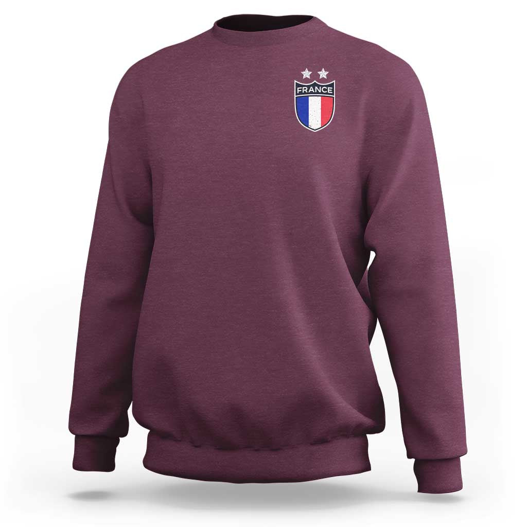 Vintage France Football Crest Two Stars French Flag Sweatshirt