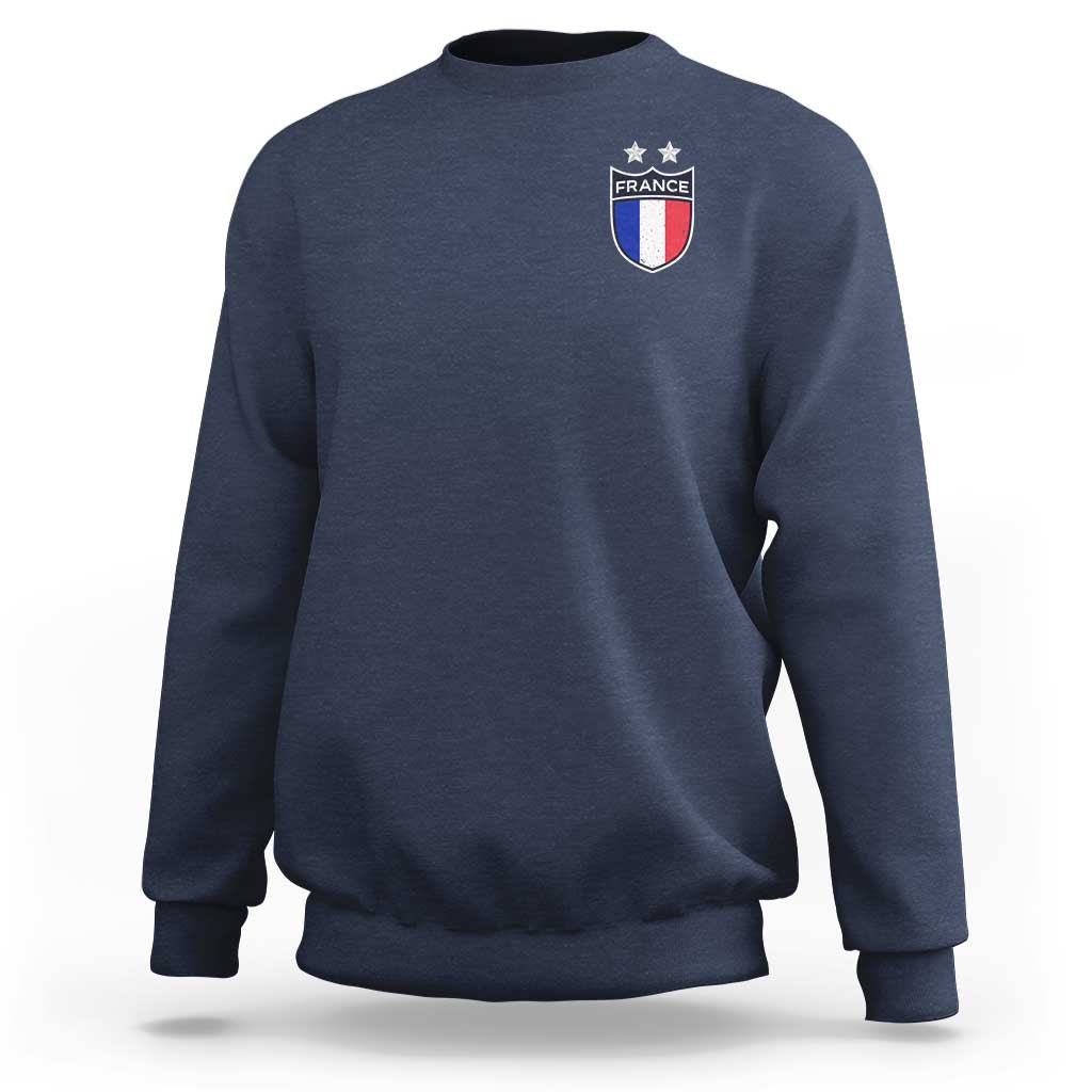 Vintage France Football Crest Two Stars French Flag Sweatshirt
