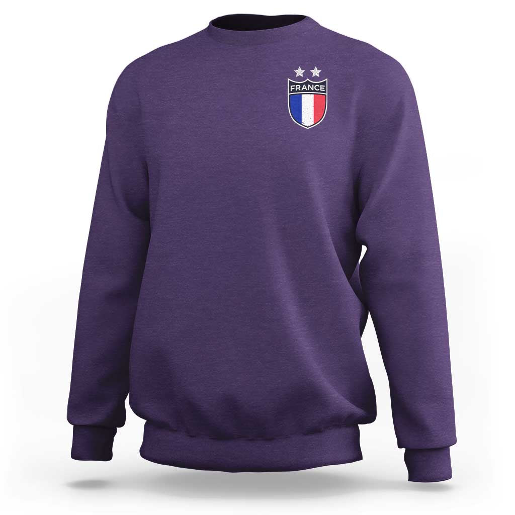 Vintage France Football Crest Two Stars French Flag Sweatshirt