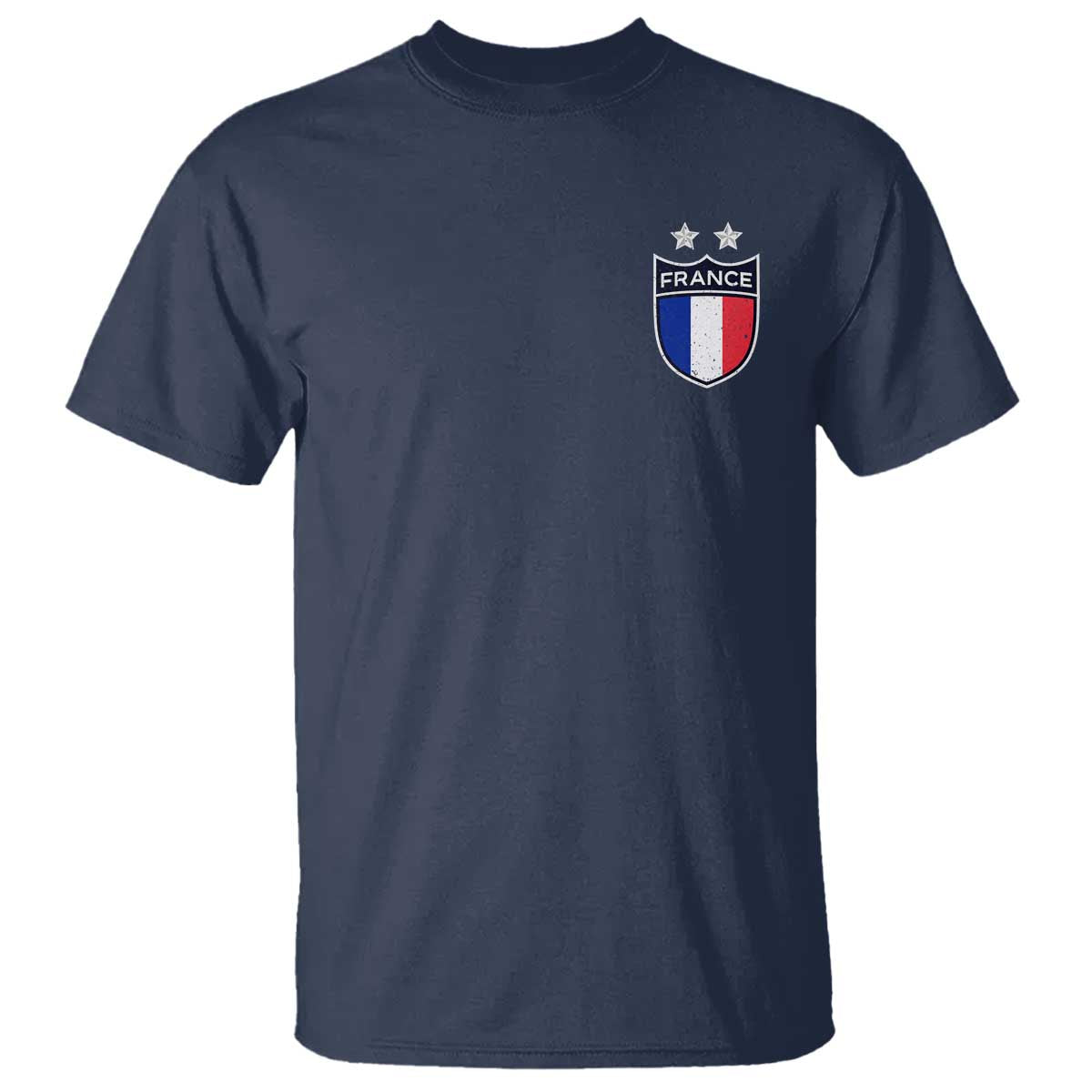 Vintage France Football Crest Two Stars French Flag T Shirt