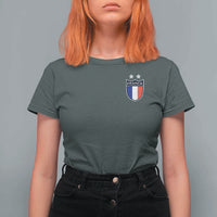 Vintage France Football Crest Two Stars French Flag T Shirt For Women