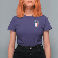 Vintage France Football Crest Two Stars French Flag T Shirt For Women