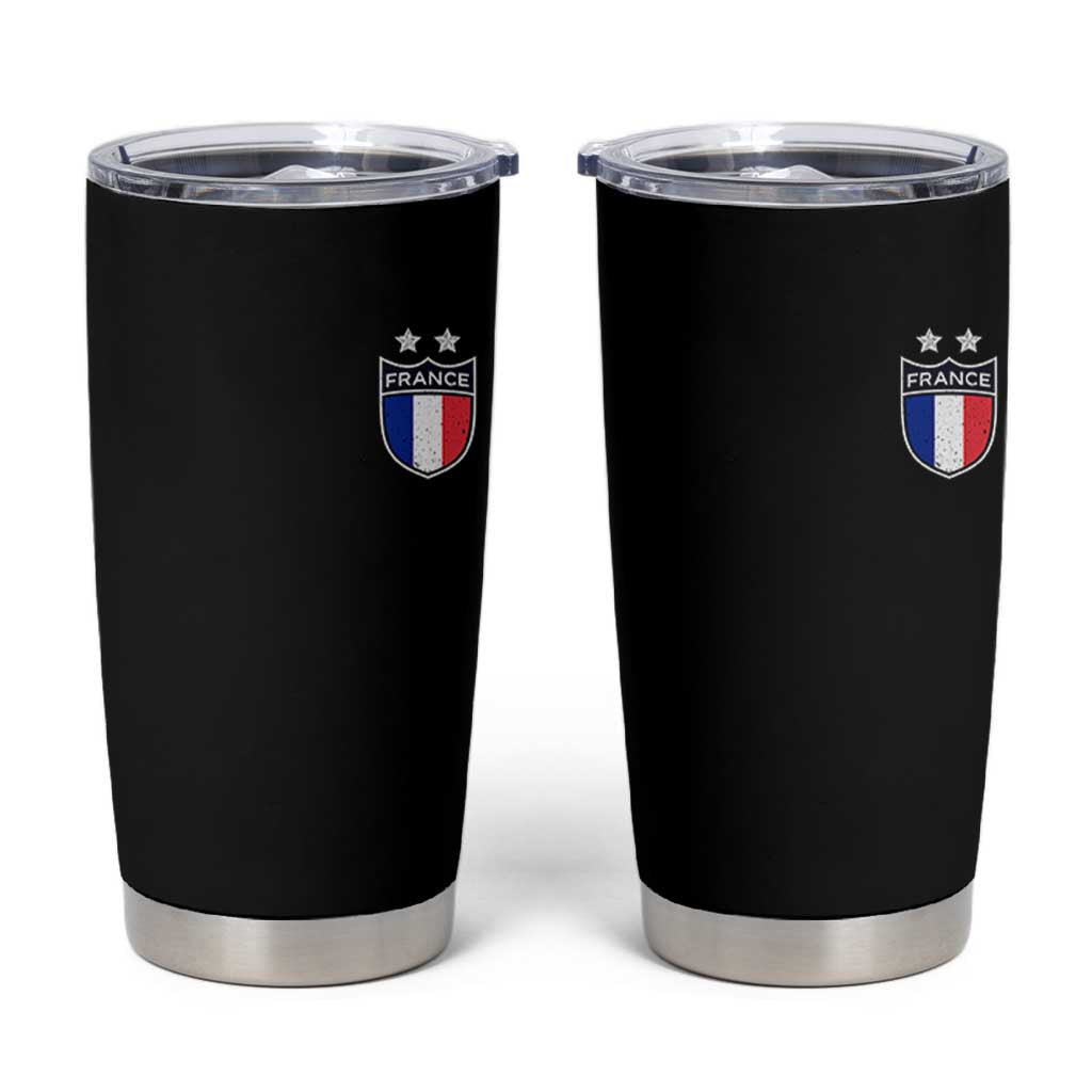 Vintage France Football Crest Two Stars French Flag Tumbler Cup