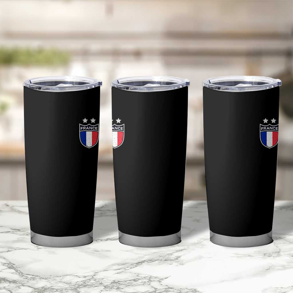 Vintage France Football Crest Two Stars French Flag Tumbler Cup