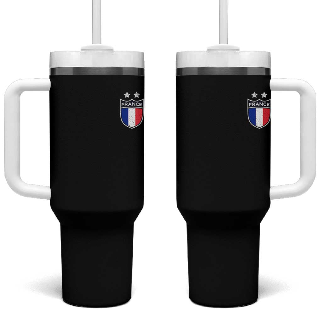 Vintage France Football Crest Two Stars French Flag Tumbler With Handle