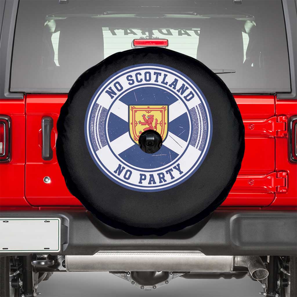 No Scotland No Party Spare Tire Cover Scottish Lion Rampant Crest Vintage Saltire Flag