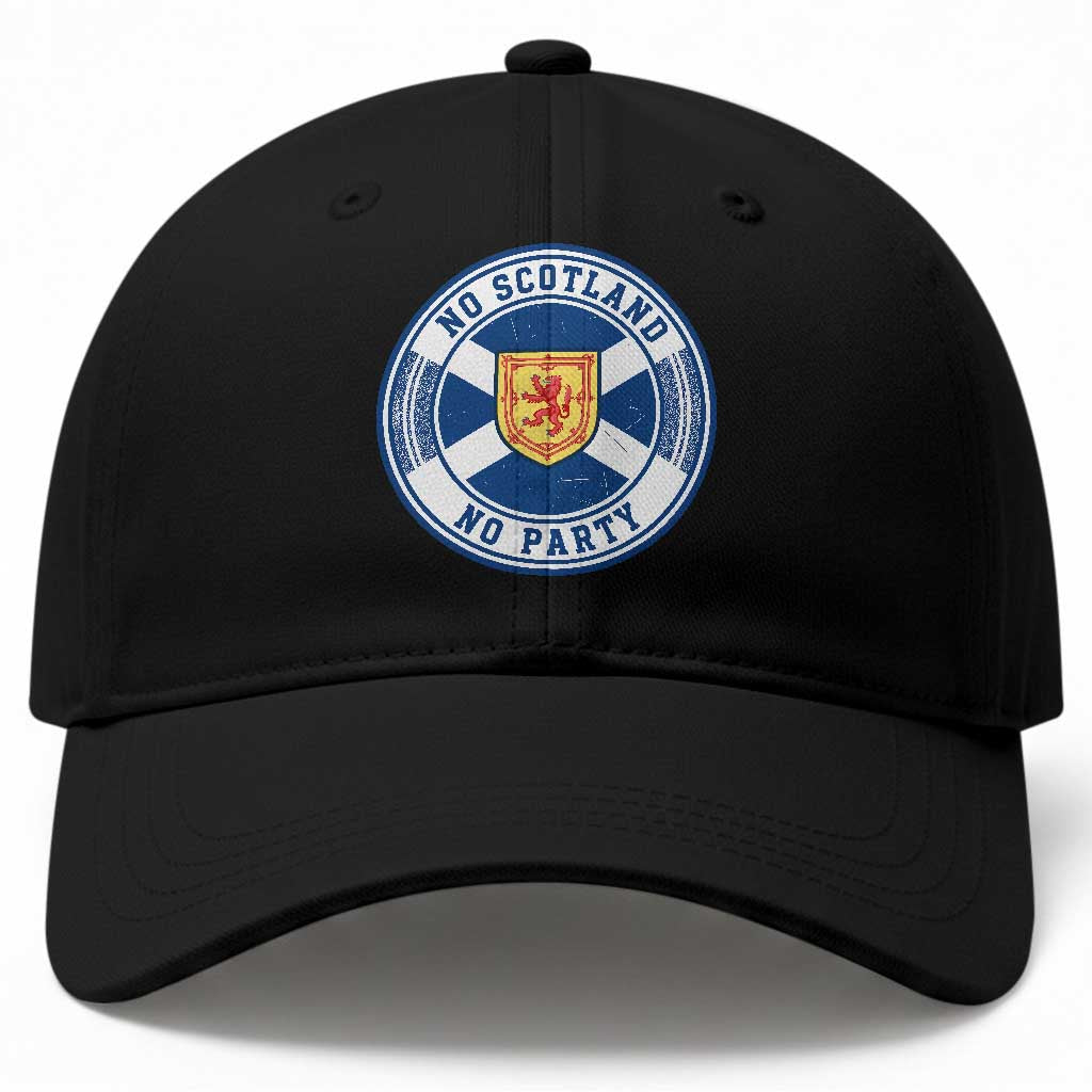 No Scotland No Party Baseball Cap Scottish Lion Rampant Crest Vintage Saltire Flag