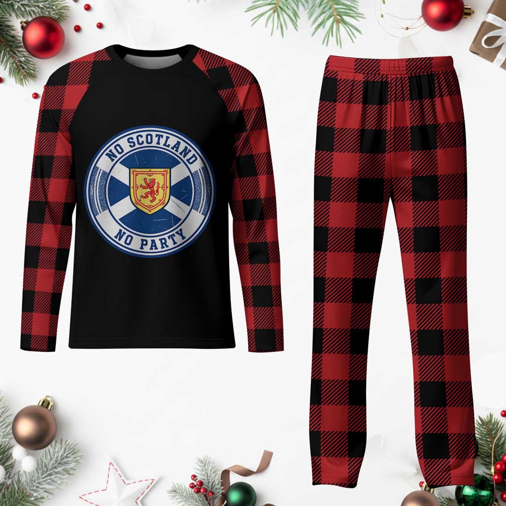 No Scotland No Party Plaid Pajama Set Scottish Lion Rampant Crest Vintage Saltire Flag