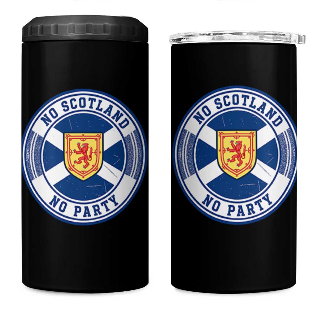 No Scotland No Party 4 in 1 Can Cooler Tumbler Scottish Lion Rampant Crest Vintage Saltire Flag
