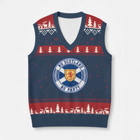 No Scotland No Party V-Neck Knit Sweater Vest Scottish Lion Rampant Crest Vintage Saltire Flag