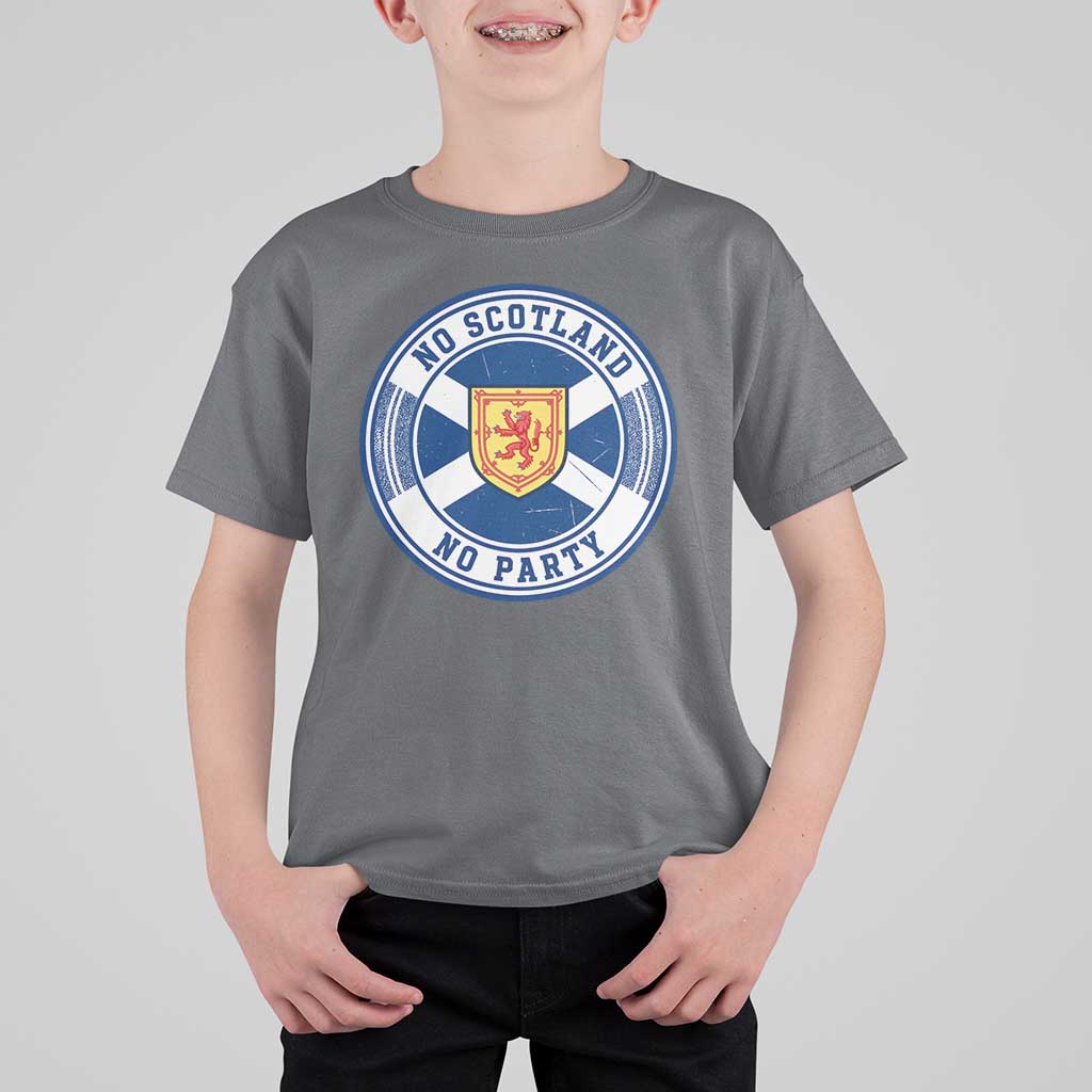 No Scotland No Party T Shirt For Kid Scottish Lion Rampant Crest Vintage Saltire Flag