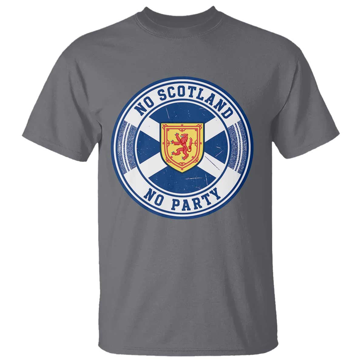 No Scotland No Party T Shirt Scottish Lion Rampant Crest Vintage Saltire Flag