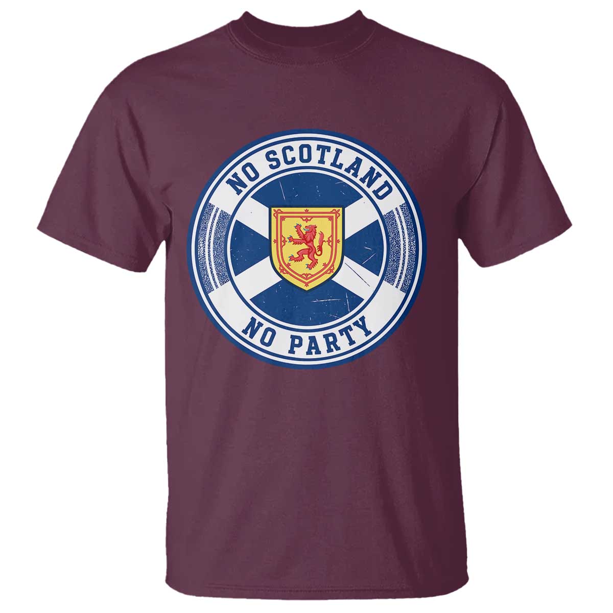 No Scotland No Party T Shirt Scottish Lion Rampant Crest Vintage Saltire Flag