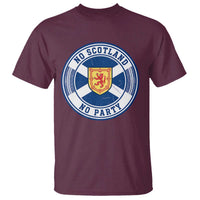 No Scotland No Party T Shirt Scottish Lion Rampant Crest Vintage Saltire Flag