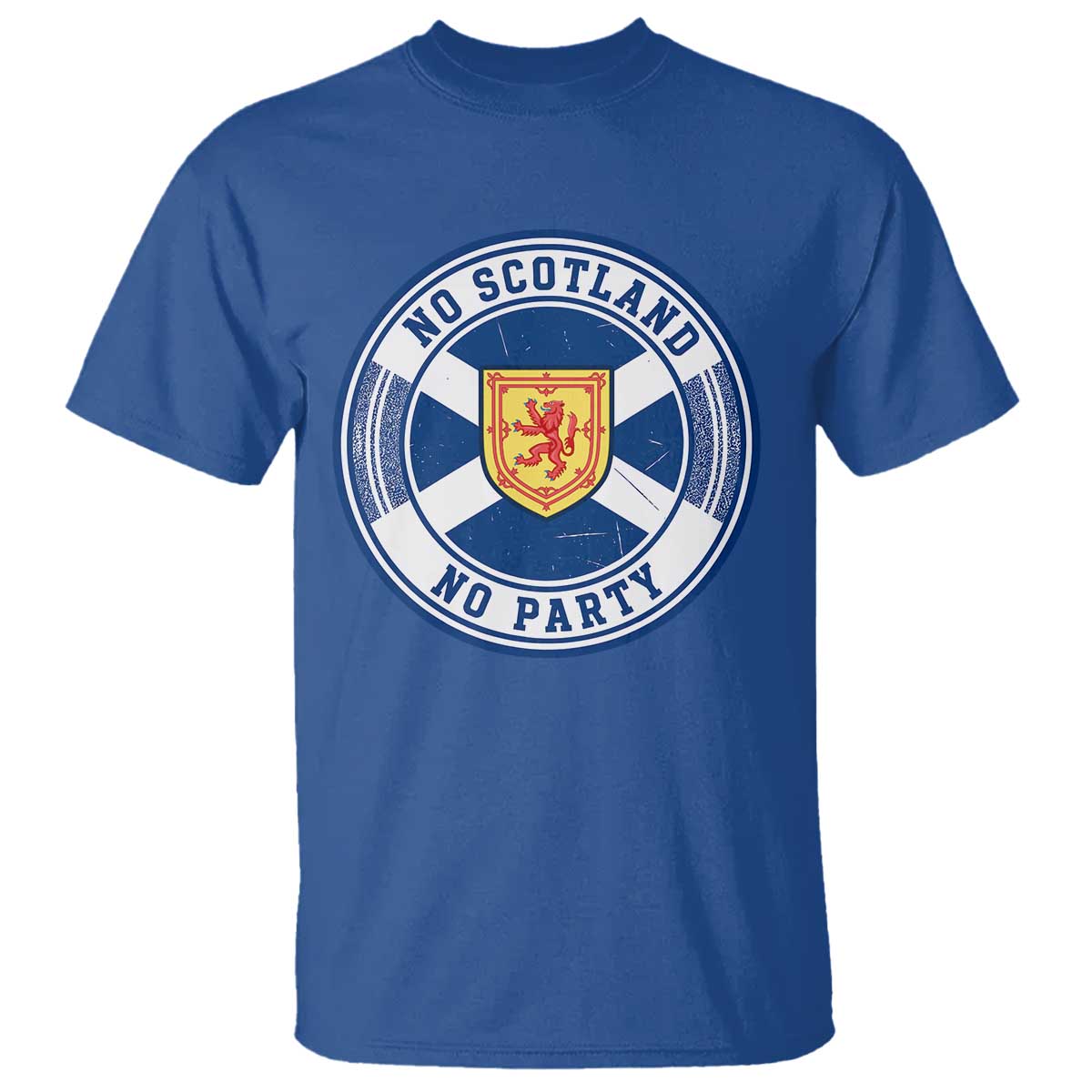No Scotland No Party T Shirt Scottish Lion Rampant Crest Vintage Saltire Flag