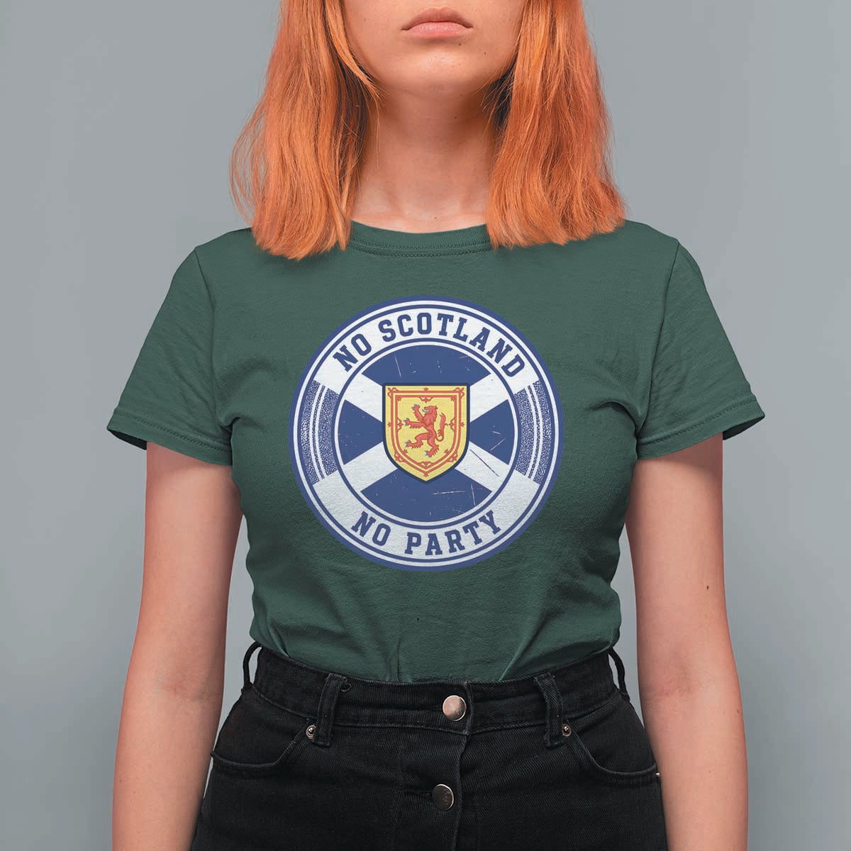 No Scotland No Party T Shirt For Women Scottish Lion Rampant Crest Vintage Saltire Flag