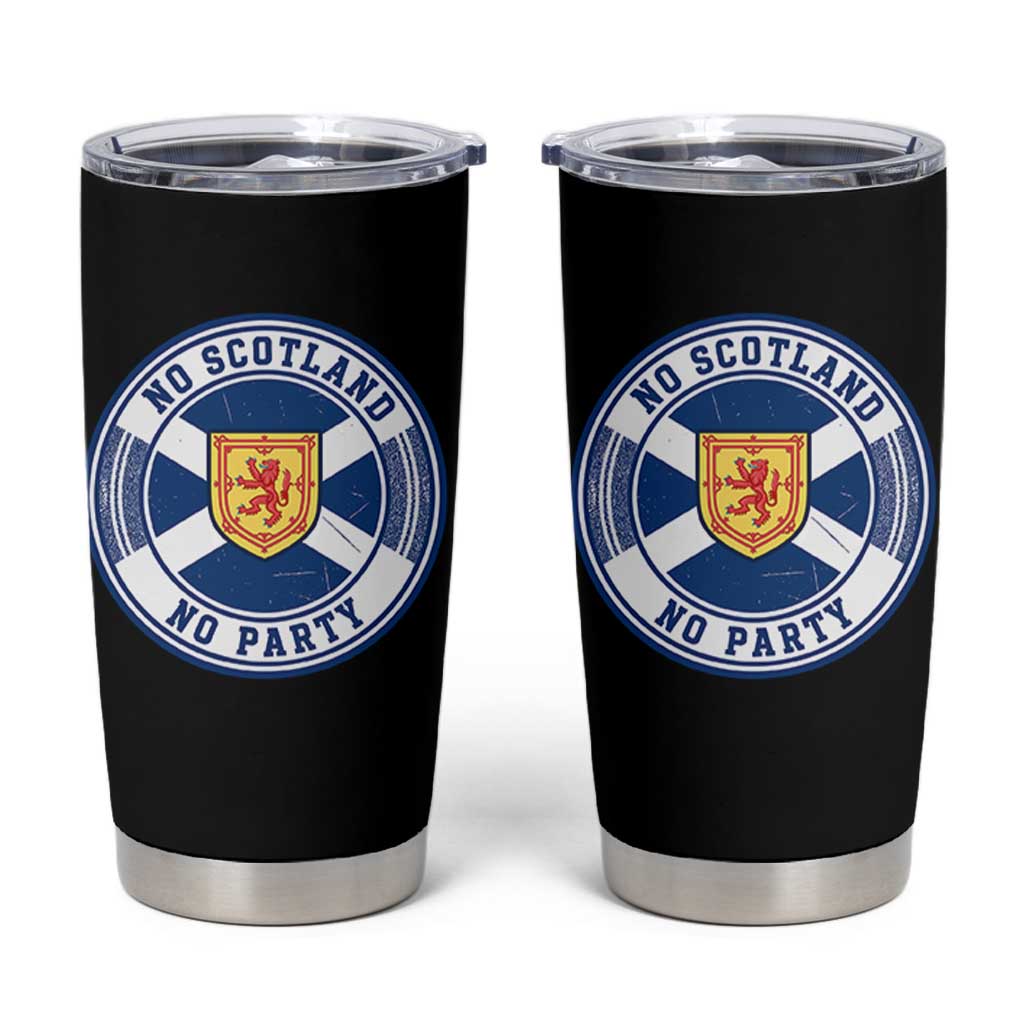 No Scotland No Party Tumbler Cup Scottish Lion Rampant Crest Vintage Saltire Flag