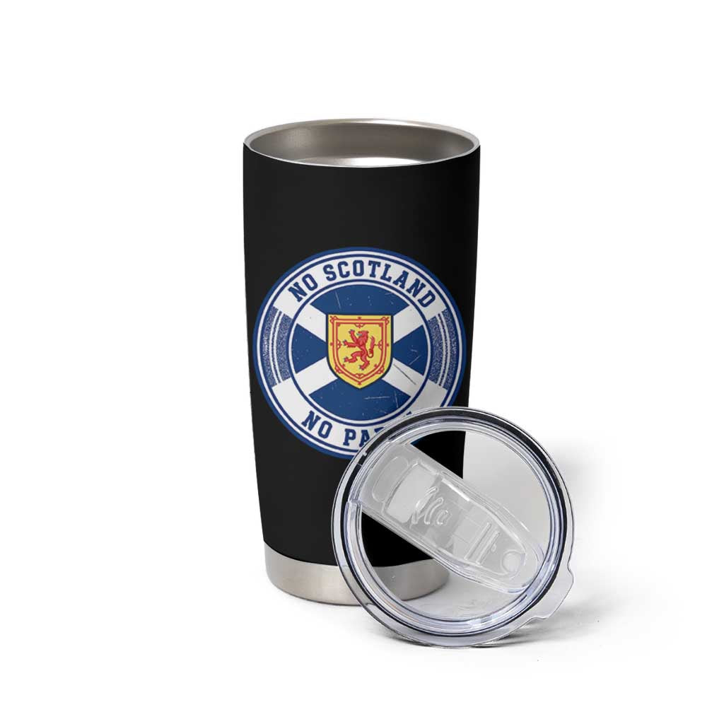 No Scotland No Party Tumbler Cup Scottish Lion Rampant Crest Vintage Saltire Flag