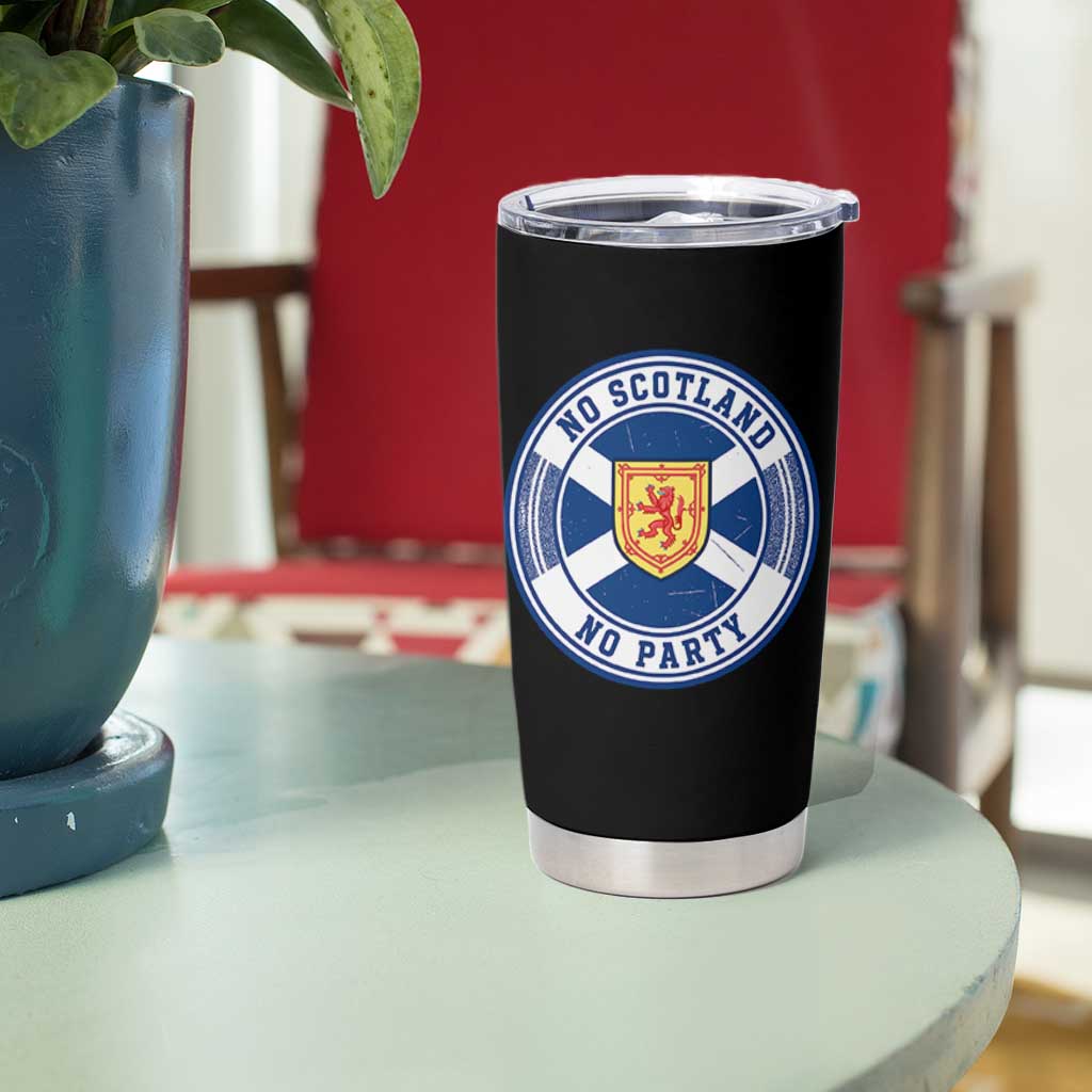 No Scotland No Party Tumbler Cup Scottish Lion Rampant Crest Vintage Saltire Flag