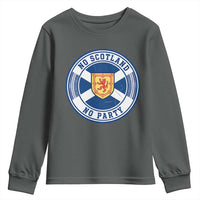 No Scotland No Party Youth Sweatshirt Scottish Lion Rampant Crest Vintage Saltire Flag