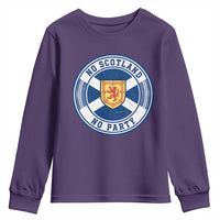 No Scotland No Party Youth Sweatshirt Scottish Lion Rampant Crest Vintage Saltire Flag