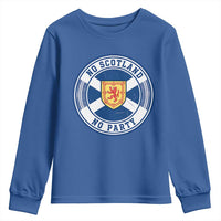 No Scotland No Party Youth Sweatshirt Scottish Lion Rampant Crest Vintage Saltire Flag