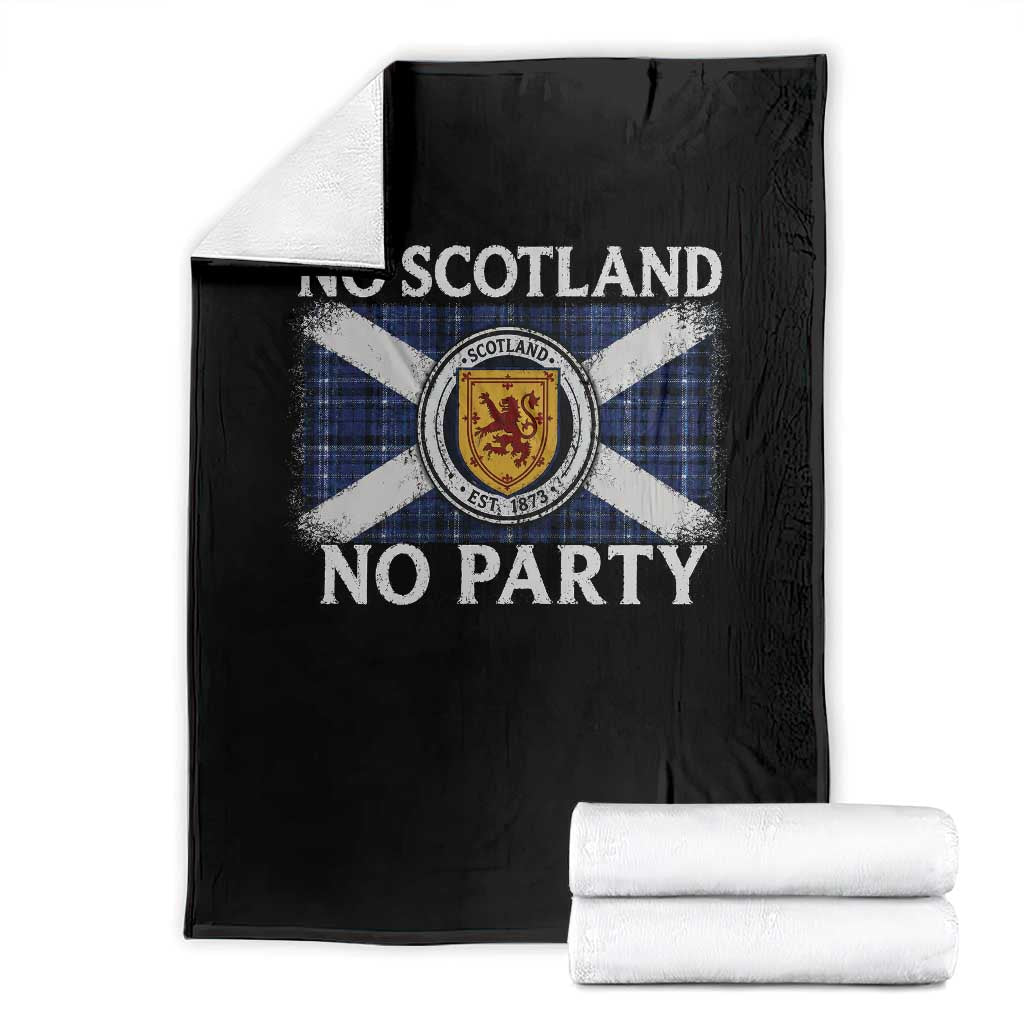 No Scotland No Party Throw Blanket Lion Rampant Crest Scottish Tartan Flag