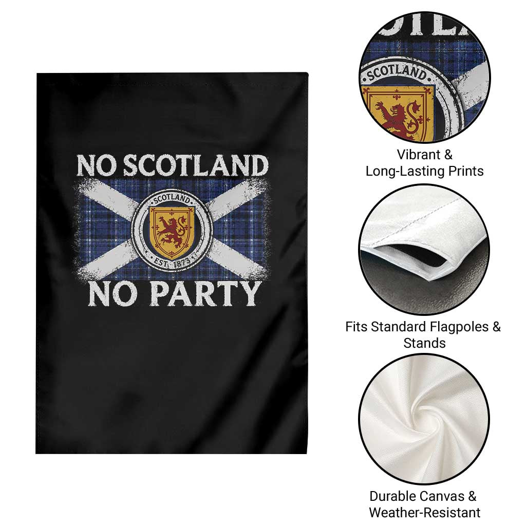 No Scotland No Party Garden Flag Lion Rampant Crest Scottish Tartan Flag