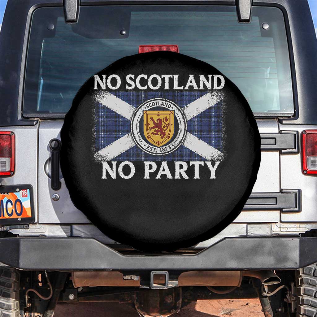 No Scotland No Party Spare Tire Cover Lion Rampant Crest Scottish Tartan Flag