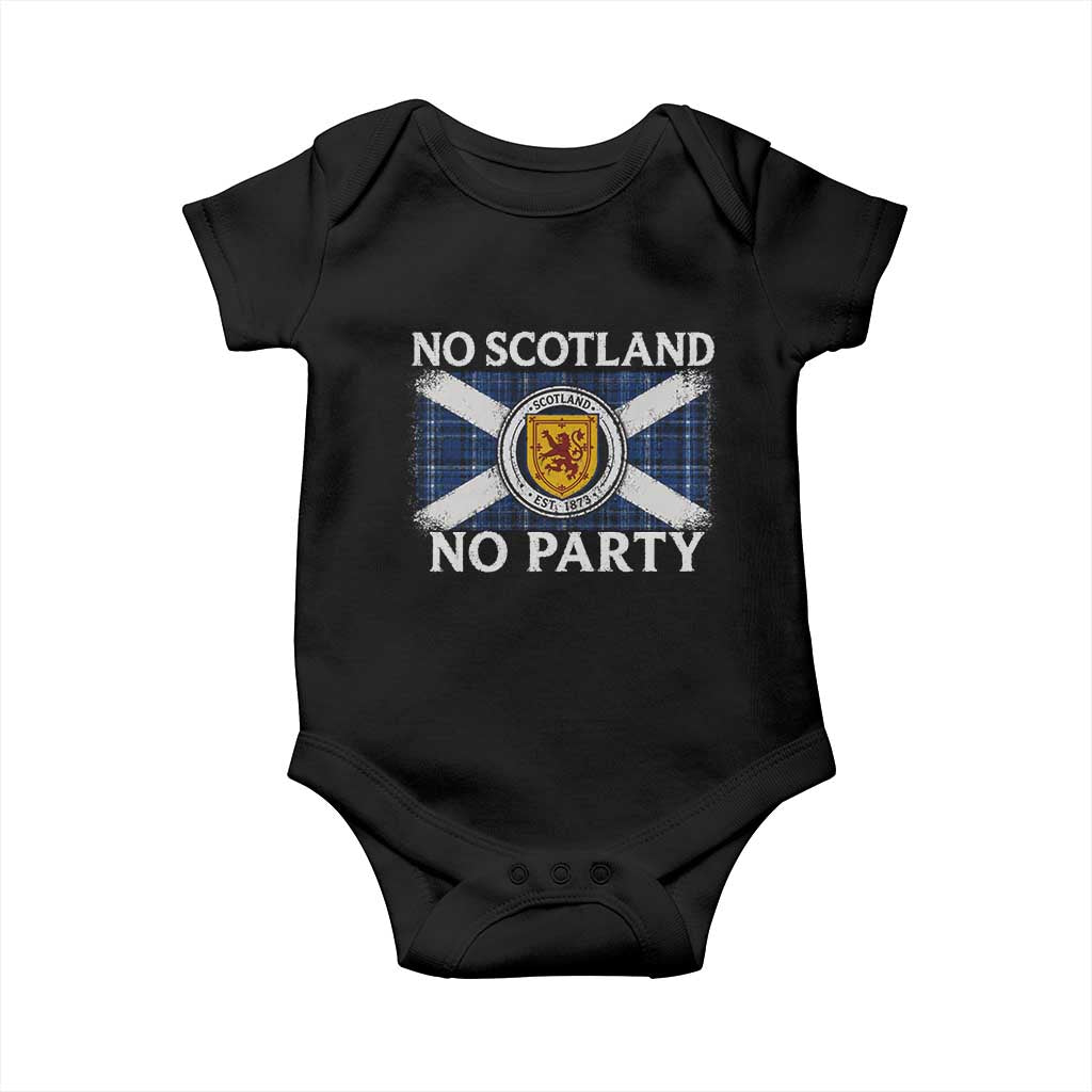 No Scotland No Party Baby Onesie Lion Rampant Crest Scottish Tartan Flag