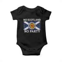 No Scotland No Party Baby Onesie Lion Rampant Crest Scottish Tartan Flag