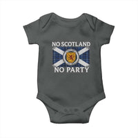 No Scotland No Party Baby Onesie Lion Rampant Crest Scottish Tartan Flag