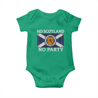 No Scotland No Party Baby Onesie Lion Rampant Crest Scottish Tartan Flag