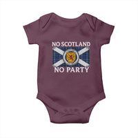 No Scotland No Party Baby Onesie Lion Rampant Crest Scottish Tartan Flag