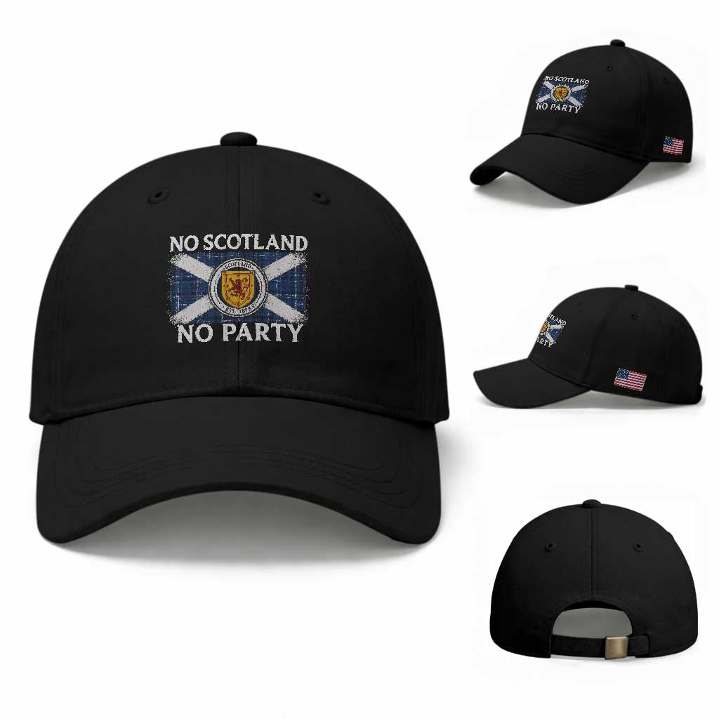 No Scotland No Party Baseball Cap Lion Rampant Crest Scottish Tartan Flag