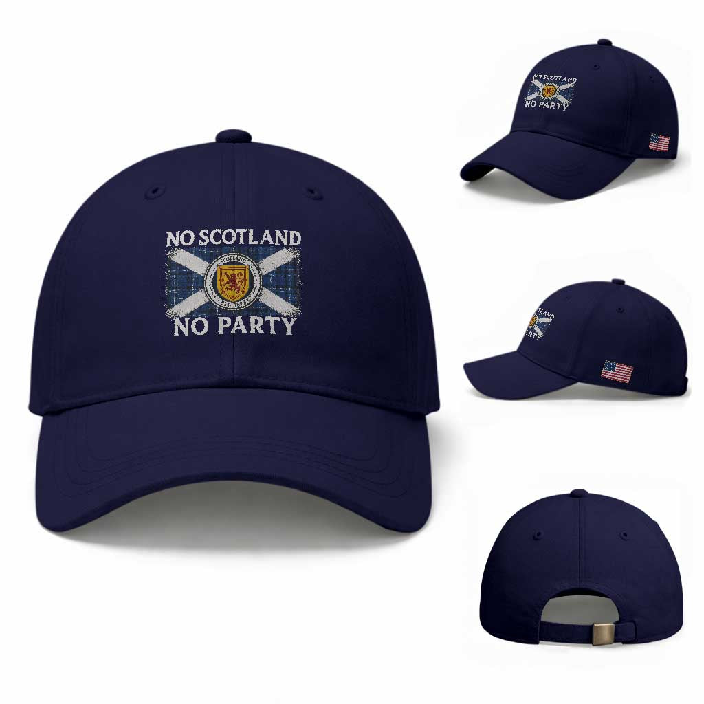 No Scotland No Party Baseball Cap Lion Rampant Crest Scottish Tartan Flag