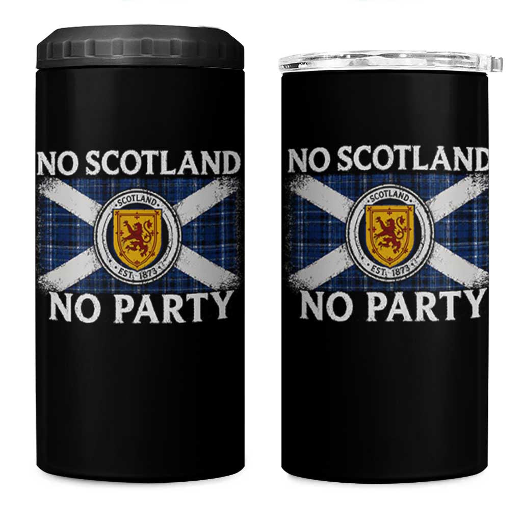 No Scotland No Party 4 in 1 Can Cooler Tumbler Lion Rampant Crest Scottish Tartan Flag