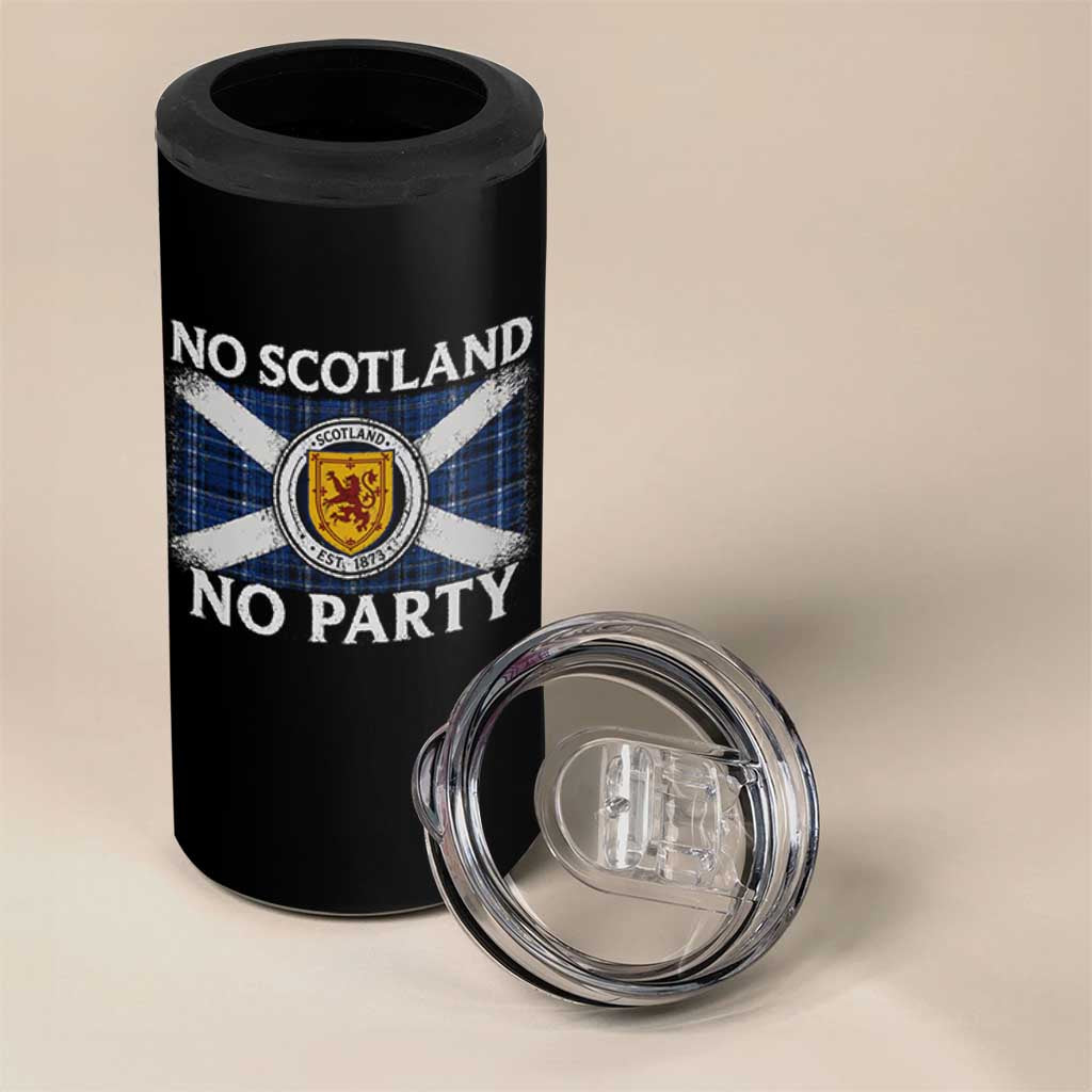 No Scotland No Party 4 in 1 Can Cooler Tumbler Lion Rampant Crest Scottish Tartan Flag