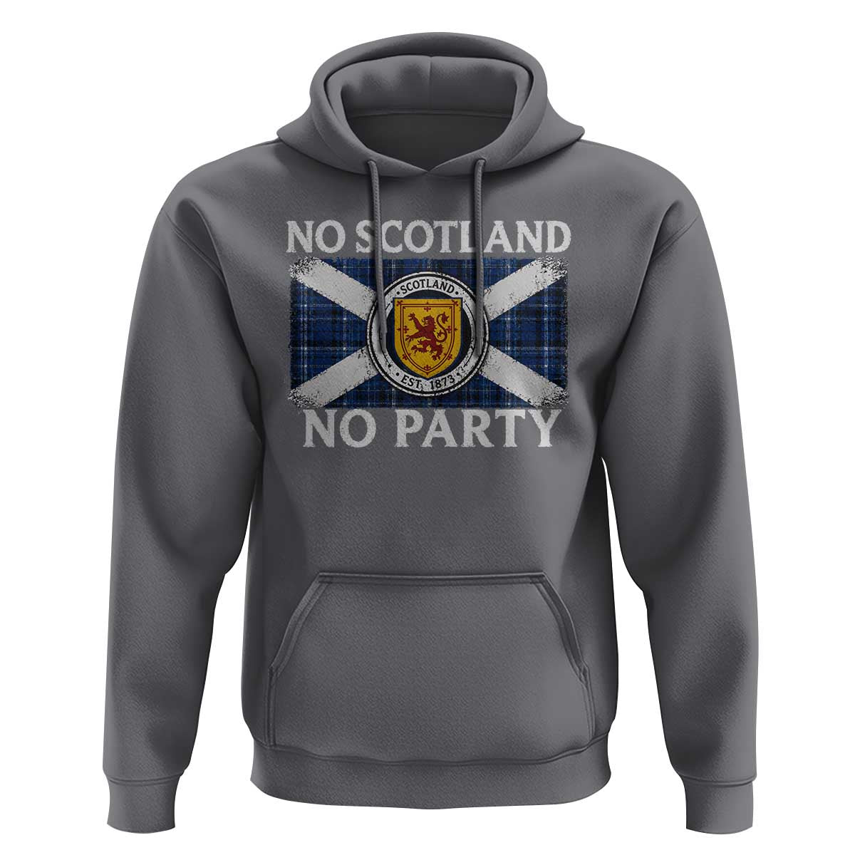 No Scotland No Party Hoodie Lion Rampant Crest Scottish Tartan Flag