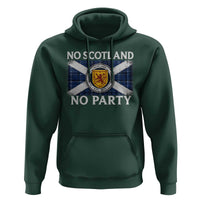 No Scotland No Party Hoodie Lion Rampant Crest Scottish Tartan Flag