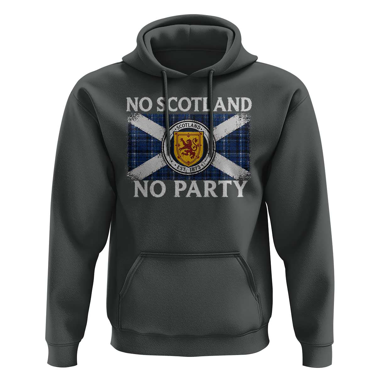 No Scotland No Party Hoodie Lion Rampant Crest Scottish Tartan Flag