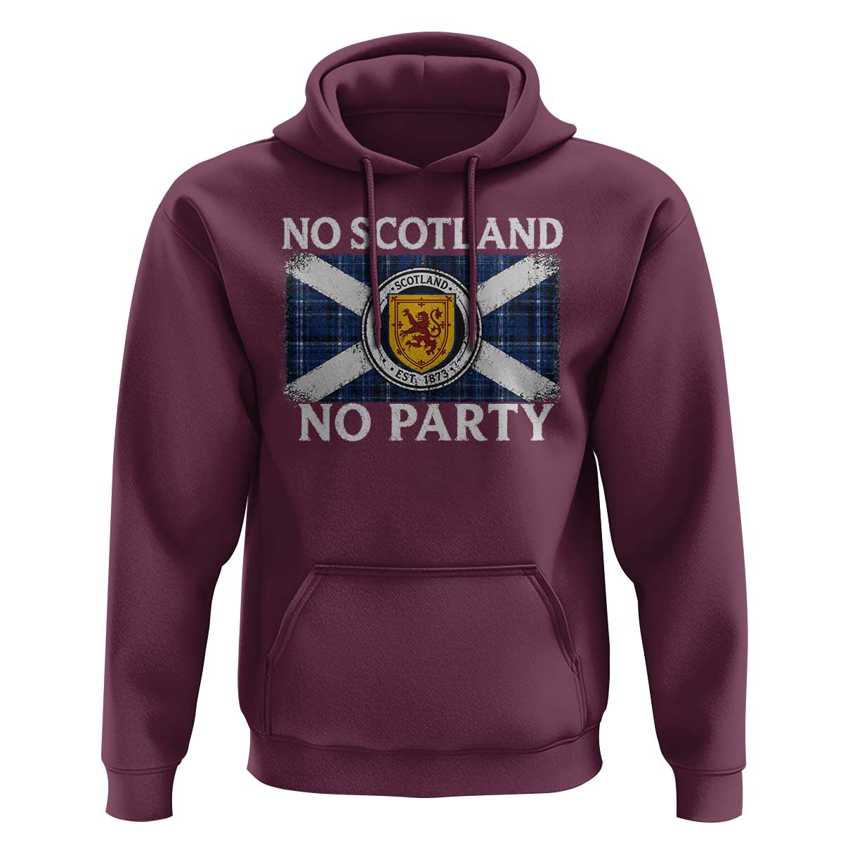 No Scotland No Party Hoodie Lion Rampant Crest Scottish Tartan Flag